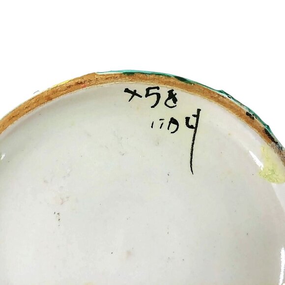 Vase Hand Painted Italian Style House 3D Trees Raised Relief Numbered 7" - Picture 8 of 8